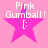 Pink background with four identical pink star icons, each displaying "Pink Gumball!" text and a smiley face symbol.