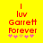 Yellow background with red text reading 'I luv Garrett Forever' and pink star symbols below, showing two animation frames where the fourth star changes from light pink to purple.