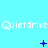 A static image with a light blue background displaying repeated white text "Quietdrive" and changing blue pixel symbols below each