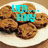A plate of cookies with cyan text overlays changing across frames, stating 'um... my', 'the cookies are suppose to go', and 'in the oven not the microwave'.