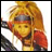 A pixelated anime-style character with long blonde hair and a headband, wearing red clothing against a white background on the left side of a contact sheet; right side shows "Anime IM" text in silver block letters over black background with "COM" below it.