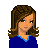 Pixelated icon shows a woman with brown hair in blue top, soccer player torso and legs in blue uniform, text 'I play soccer' and 'what's your excuse?' below.