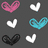 Pixelated heart icons in pink, white, cyan, and black on dark gray background with blue text reading "jamstaa is da namee. -jAMiE" on bright pink