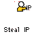 Pixelated character in yellow shirt with white head holding white object, repeated across with 'Steal IP' text below each instance