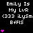 Pixelated text and pink heart icons on black background with gray corner, animated hearts changing count per frame.