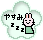 Pixel art icon of a pink rabbit with green clothing inside a light blue flower-shaped border, displaying Japanese text and three 'Z' symbols.