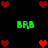Pixelated red hearts and green 'BRB' text arranged in a on black background with no visible animation changes