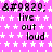 Static image with pink background and white stars, displaying repeated text "live out loud" beneath "♥" symbols in black pixelated font.