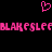 Pixelated pink heart symbol above repeating text 'BLAKE SLEEP' on black background.