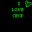 Green pixelated text and heart symbol on black background, with 'I' above a heart, 'LOVE' below it, and 'CECE' at the bottom.