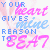 Pixelated text in blue and pink hues reads 'YOUR HEART GIVES ME REASON TO SMILE' on a white background with faint pink gradient accents.