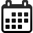 Black wireframe calendar icon with rounded corners and two top tabs, displaying a 3x3 grid of solid black squares on a light gray background.