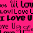 A 48x48 pixel animated buddy icon featuring repeated "I Love U" text in pink and black on a split background, with visible frame-to-frame animation changes between two sampled frames.