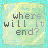 Four pixelated square display the text 'where will it end?' with varying background colors and borders