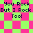 Pixelated text "You Rock But I Rock Too!" appears on a checkered background with alternating pink and green squares.