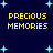 Dark blue background with light blue pixelated stars and yellow text reading 'PRECIOUS MEMORIES' in four identical sections.