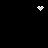 Pixelated white shapes on black background: heart at top center, starburst at top right, and scattered dots at center.