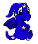 Blue pixelated dragon with yellow stars on body, wings, and head; four distinct expressions across frames showing eye and mouth changes.