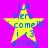 Yellow star with blue text on purple background, four identical static frames showing "LA Here i come!!!! i <3 acting" in pixelated font.