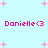 Pixelated light blue background with pink plus signs and repeated "Danielle<3" text in bright magenta.