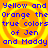 Yellow and orange spiral background with blue text reading 'Yellow and Yellow and Orange the true colors of Jen and Maddy' in four identical quadrants.