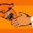 Animated April Fools Day contact sheet showing a handshake animation with orange and red backgrounds, yellow sparks, and repeated text.