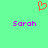 A static image with a bright green background, an orange pixelated heart symbol at the top center, and two instances of purple text reading 'Sarah' below it.