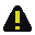 Two pixelated triangular warning icons displayed side-by-side on a gray background, with the left icon showing yellow exclamation mark elements and the right icon appearing as solid black triangle.