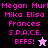 Pixelated text and star icons on split black, purple, pink backgrounds with animated color changes.