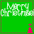 Green background with white 'Merry Christmas' text and pink tree symbols in a , animated to alternate between two states