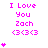Pixelated pink text and hearts on white background with gray corner, animated heart count changes across frames.