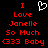 Red pixelated text on black background reads 'I Love Janelle So Much <333 Baby' with a white heart outline above the first line.