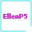Four cyan-bordered square display 'EllenP5' in pink pixelated text with a small cyan heart and star symbol in the bottom-right corner of the rightmost