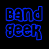 Pixelated text "Band Geek" in blue, pink, and green outlines on black background with gray