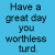 Blue background with pixelated text on left and a smiling cartoon rabbit on right.