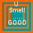 A four- of pixelated icons with teal and orange borders, each displaying "U Smell Good" text in white