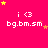 A bright pink background with repeated white text 'i <3 bg.bm.sm' and scattered yellow and orange stars in various positions.