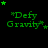 Green text "*Defy Gravity*" with surrounding stars on black background, stars animate in sequence across frames.