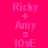 A static image with a bright pink background displaying repeated text in light pink and white, showing 'Ricky + Amy = 10vE' in multiple and