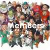 cartoon characters with 'Members' text overlaid, featuring Dragon Ball Z figures in various poses and colors