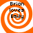 Four identical orange and white spiral patterns with black text reading "Brian loves Emily" arranged in a
