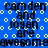 Blue background with white circles and black text repeating 'camden and logan are awesome' in a pixelated style.