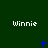 Green background with repeated 'Winnie' text and blue pixelated symbols changing across frames.