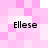 Four identical pixelated text instances of 'Ellese' on a pink and white checkered background with no visible animation changes.