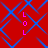 Red background with blue diamond pattern and four vertical pink "LOL" text blocks