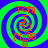 Four identical spiral-patterned icons with green and blue concentric circles, red text reading "Tom" at top and "Frodo" below a tree-like shape.