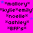 Static pixel art of repeated names and symbols on bright pink background with blue stars
