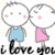 six colored with text and cartoon figures, including 'i love you' text and 'jack + dana' text