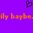Purple background with a black pixelated heart symbol above orange text reading 'ily baybe.ily baybe.' in repeating segments.