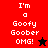 A split-screen animated icon with red and black backgrounds displaying 'I'm a Goofy Goober OMG!' text and star symbols.